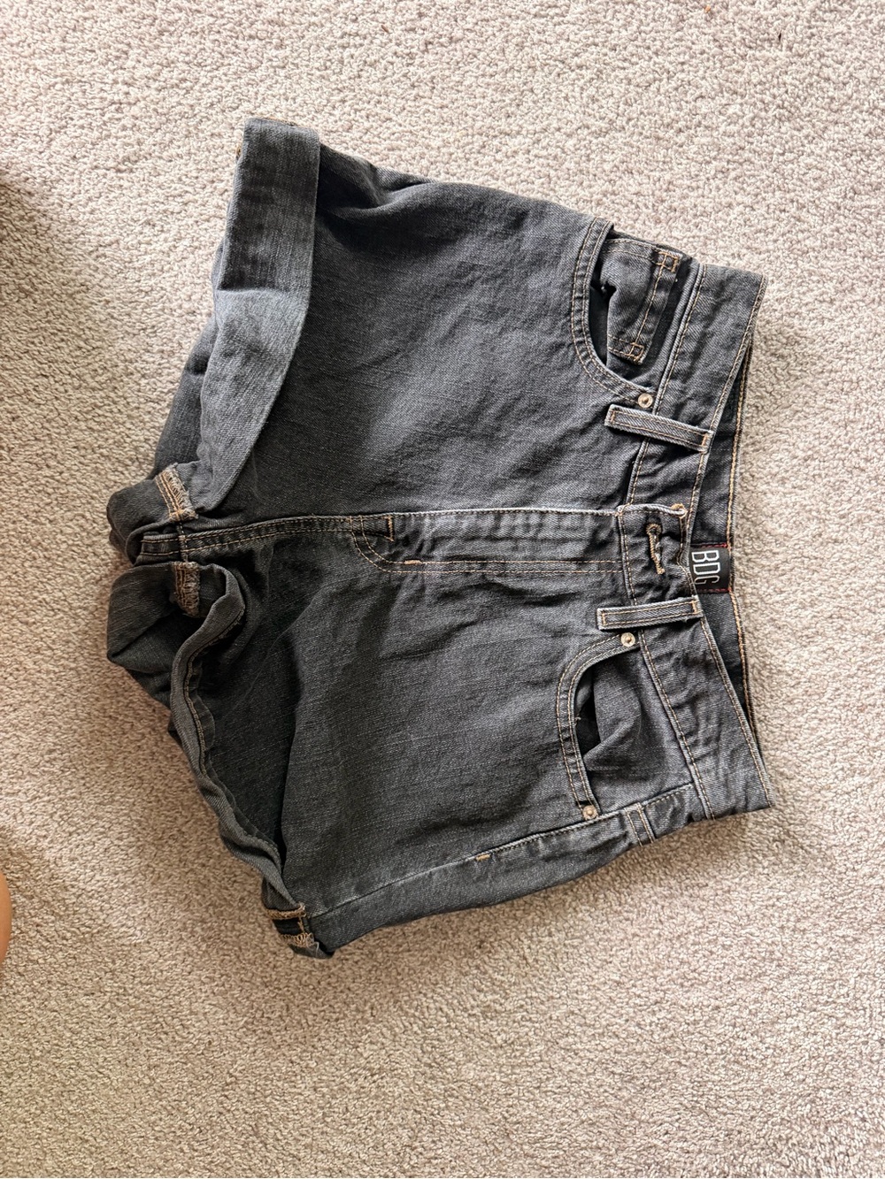 BDG Black Washed High-Rise Roll Cuff Jean Shorts